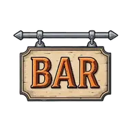 Insegna di legno appesa con la scritta bar