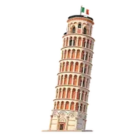 La torre pendente di Pisa con la bandiera italiana in cima